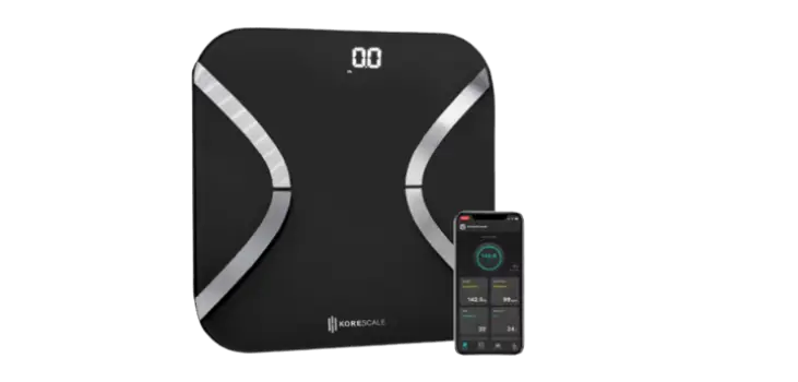 Korescale Smart Scale for Body Weight and Fat Percentage, BMI, Muscle Mass,  Bluetooth with Smartphone App (Black) 